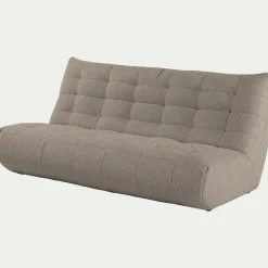 Canapé 4 places fixe en tissu bouclette - gris clair