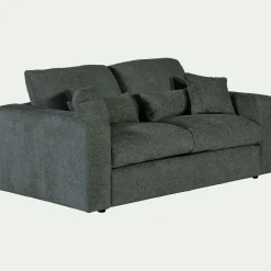 Canapé 3 places fixe en tissu chenille Benjo - bleu calaluna