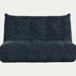 Canapé 3 places fixe en tissu chenille - bleu marine