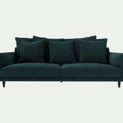 Canapé 4 places fixe en tissu velvet - bleu foncé