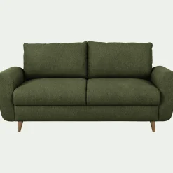 Canapé 3 places fixe en tissu - vert cèdre