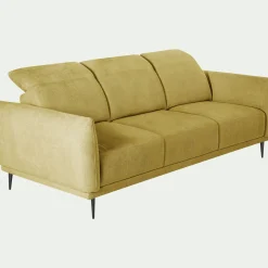 Canapé 4 places fixe en tissu memphis avec fonction avance-recul - jaune argan