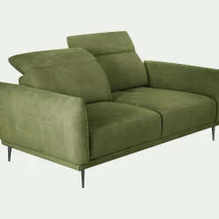 Canapé 3 places fixe en tissu memphis avec fonction avance-recul - vert cèdre