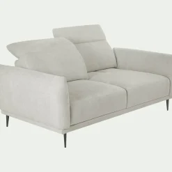 Canapé 3 places fixe en tissu memphis avec fonction avance-recul - beige roucas