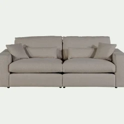 Canapé 5 places fixe en tissu bouclette - gris clair