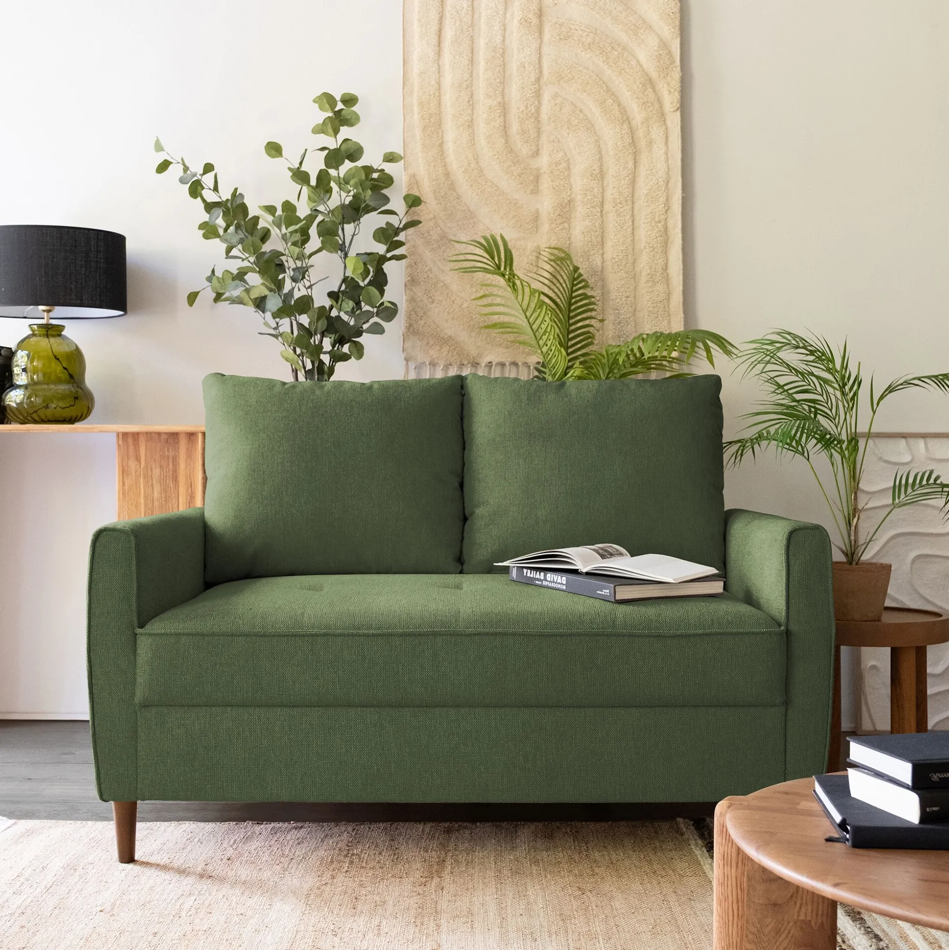 Canapé 2 places fixe en tissu Loft - vert cèdre