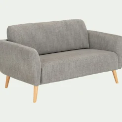 Canapé 2 places fixe en tissu - gris