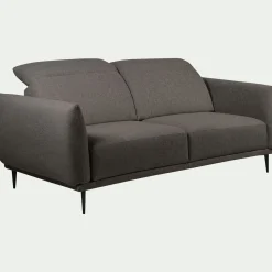 Canapé 3 places fixe en tissu avec fonction avance-recul - gris restanque