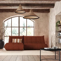 Canapé 3 places fixe en tissu chenille - brun rustrel