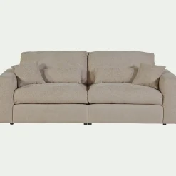Canapé 5 places fixe en tissu chenille Benjo - beige roucas