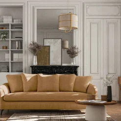 Canapé 4 places fixe en tissu tramé - bronze