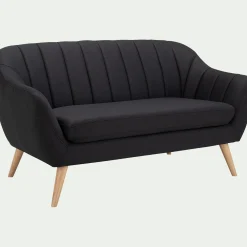 Canapé 2 places fixe en tissu - gris anthracite