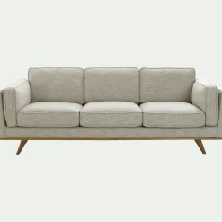 Canapé 3 places fixe en tissu - beige