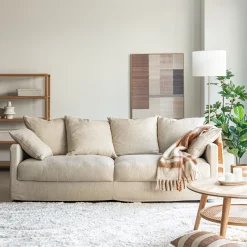 Canapé 4 places fixe en tissu - beige alpilles