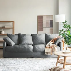 Canapé 4 places fixe en tissu - gris ardoise