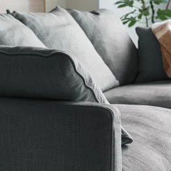 Canapé 4 places fixe en tissu - gris ardoise