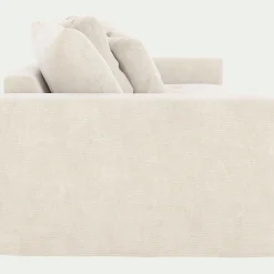 Canapé 4 places fixe en tissu doux tramé - beige