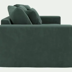 Canapé 3 places fixe en velours - vert sauge