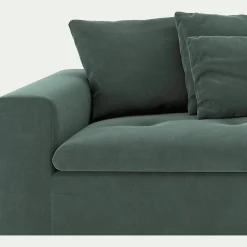 Canapé 3 places fixe en velours - vert sauge