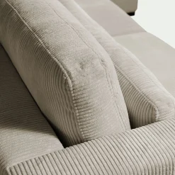 Canapé 3 places fixe en velours côtelé Azores - gris taupe