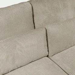 Canapé 3 places fixe en velours côtelé Azores - gris taupe