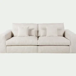 Canapé 5 places fixe en velours côtelé - beige roucas