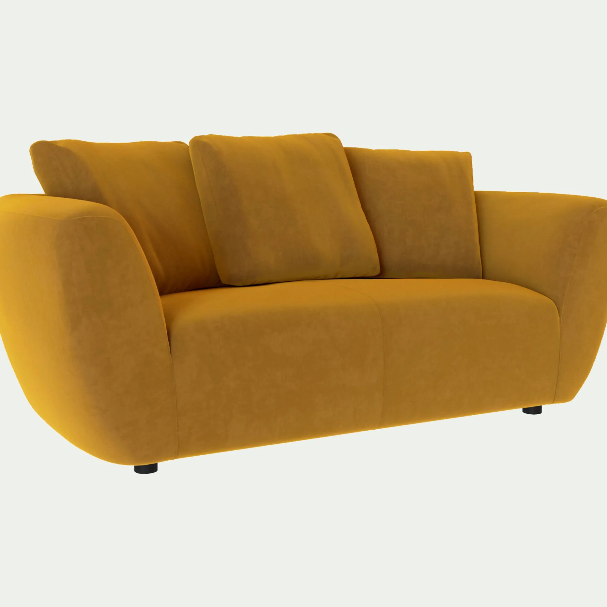 Canapé 2 places fixe en velours Velvet - jaune argan