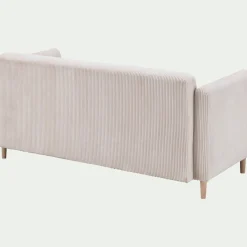 Canapé 3 places fixe en velours côtelé pearl - beige roucas