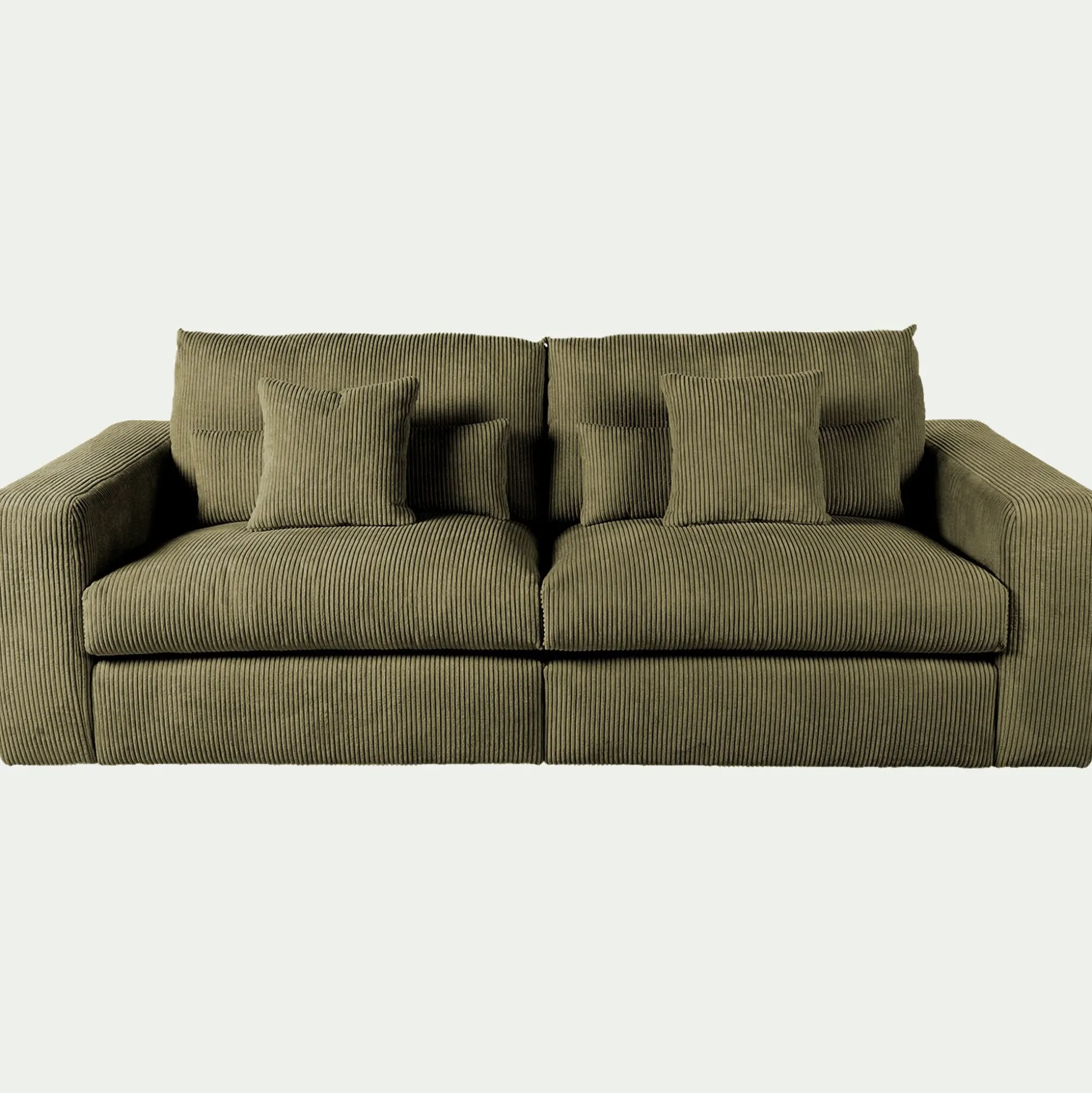 Canapé 5 places fixe en velours côtelé - vert cèdre