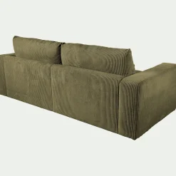 Canapé 5 places fixe en velours côtelé - vert cèdre