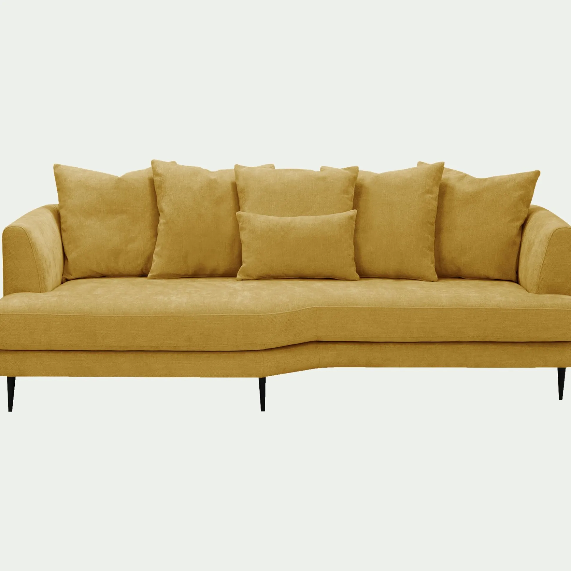 Canapé 5 places fixe gauche en tissu cannes - jaune argan