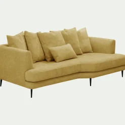 Canapé 5 places fixe gauche en tissu cannes - jaune argan