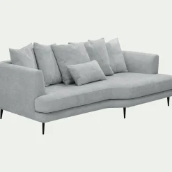 Canapé 5 places fixe gauche en tissu cannes - gris