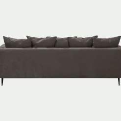 Canapé 5 places fixe gauche en tissu cannes - marron