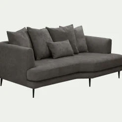 Canapé 3 places fixe gauche en tissu cannes - marron