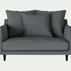 Canapé 1,5 places fixe tissu mixte - gris ardoise