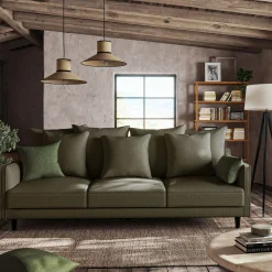 Canapé 5 places fixe tissu mixte - vert cedre
