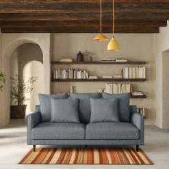 Canapé 3 places fixe tissu mixte - gris ardoise