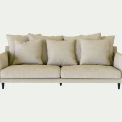 Canapé 4 places fixe tissu mixte - beige alpilles