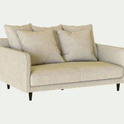 Canapé 2 places fixe tissu mixte - beige alpilles