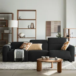 Canapé 5 places relax droit en tissu - gris anthracite