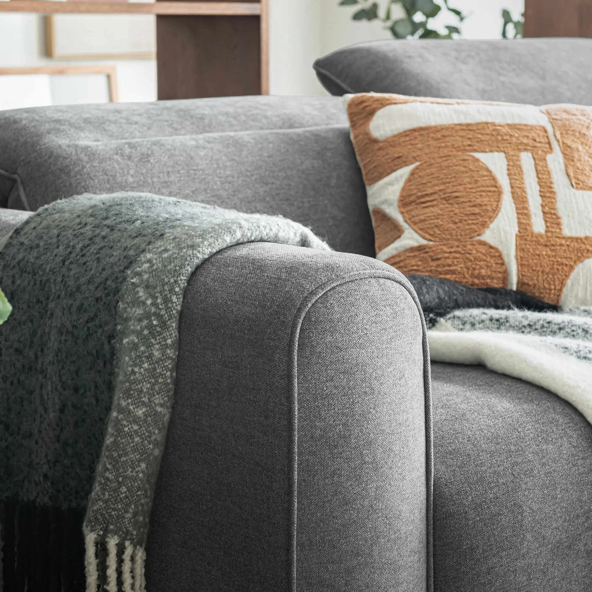 Canapé 5 places relax droit en tissu - gris moyen