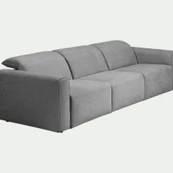 Canapé 5 places relax droit en tissu - gris moyen
