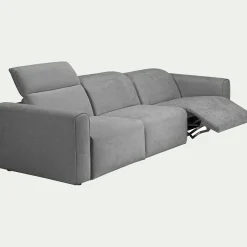 Canapé 5 places relax droit en tissu - gris moyen