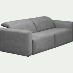 Canapé 3 places relax droit en tissu - gris moyen