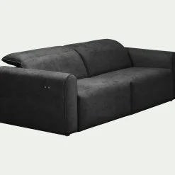 Canapé 3 places relax gauche en tissu - gris anthracite