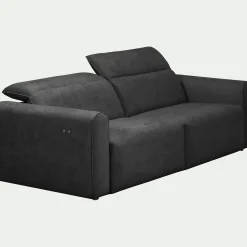 Canapé 3 places relax gauche en tissu - gris anthracite