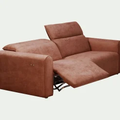 Canapé 3 places relax gauche en tissu - brun rustrel