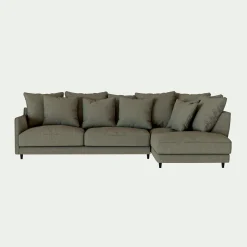 Canapé angle droit convertible tissu mixte - vert cedre