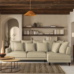 Canapé angle droit convertible tissu mixte - beige alpilles